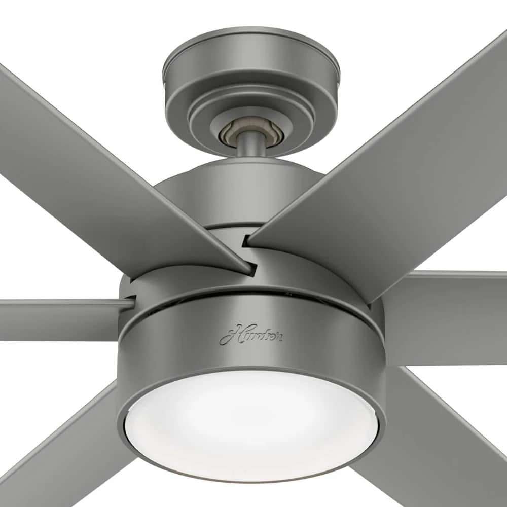 Solaria 72 in. Integrated LED Outdoor Matte Silver Ceiling Fan with Light Kit and Remote Control by Hunter 11 Solaria 72 in. Integrated LED Outdoor Matte Silver Ceiling Fan with Light Kit and Remote Control by Hunter - Image 9