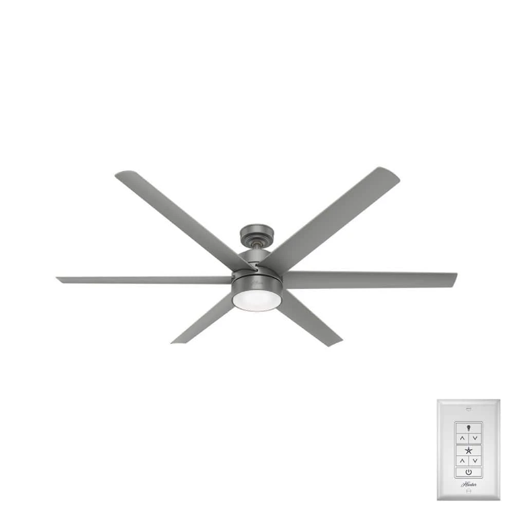 Solaria 72 in. Integrated LED Outdoor Matte Silver Ceiling Fan with Light Kit and Remote Control by Hunter 3 Solaria 72 in. Integrated LED Outdoor Matte Silver Ceiling Fan with Light Kit and Remote Control by Hunter