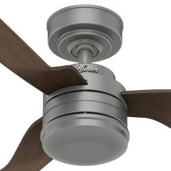 Holcomb 52 in. Indoor/Outdoor Matte Silver Ceiling Fan with Wall Control by Hunter -Hunter Sales matte silver hunter ceiling fans without lights 50923 1f 1000