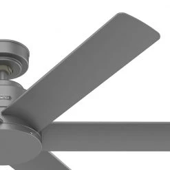 Kennicott 52 in. Outdoor Matte Silver Ceiling Fan with Wall Control by Hunter -Hunter Sales matte silver hunter ceiling fans without lights 51179 1f 1000