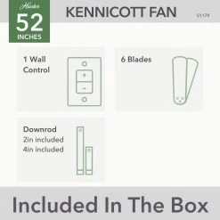 Kennicott 52 in. Outdoor Matte Silver Ceiling Fan with Wall Control by Hunter -Hunter Sales matte silver hunter ceiling fans without lights 51179 c3 1000