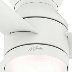 Dublin 44 in. LED Indoor Matte White Ceiling Fan with Light Kit and Remote by Hunter -Hunter Sales matte white hunter ceiling fans with lights 50022 40 1000