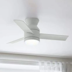 Dublin 44 in. LED Indoor Matte White Ceiling Fan with Light Kit and Remote by Hunter -Hunter Sales matte white hunter ceiling fans with lights 50022 4f 1000