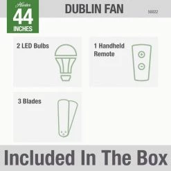 Dublin 44 in. LED Indoor Matte White Ceiling Fan with Light Kit and Remote by Hunter -Hunter Sales matte white hunter ceiling fans with lights 50022 76 1000