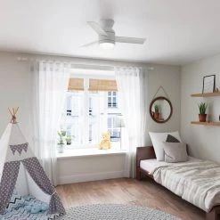 Dublin 44 in. LED Indoor Matte White Ceiling Fan with Light Kit and Remote by Hunter -Hunter Sales matte white hunter ceiling fans with lights 50022 c3 1000