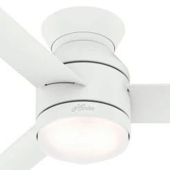 Dublin 44 in. LED Indoor Matte White Ceiling Fan with Light Kit and Remote by Hunter -Hunter Sales matte white hunter ceiling fans with lights 50022 fa 1000