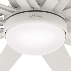 Overton 72 in. Outdoor Matte White Ceiling Fan with Light Kit and Wall Switch by Hunter -Hunter Sales matte white hunter ceiling fans with lights 50717 40 1000
