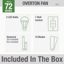 Overton 72 in. Outdoor Matte White Ceiling Fan with Light Kit and Wall Switch by Hunter -Hunter Sales matte white hunter ceiling fans with lights 50717 66 1000