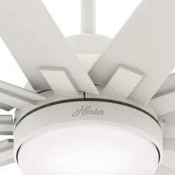 Overton 72 in. Outdoor Matte White Ceiling Fan with Light Kit and Wall Switch by Hunter -Hunter Sales matte white hunter ceiling fans with lights 50717 77 1000