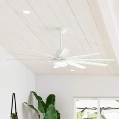 Overton 72 in. Outdoor Matte White Ceiling Fan with Light Kit and Wall Switch by Hunter -Hunter Sales matte white hunter ceiling fans with lights 50717 e1 1000