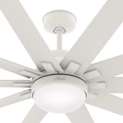 Overton 72 in. Outdoor Matte White Ceiling Fan with Light Kit and Wall Switch by Hunter -Hunter Sales matte white hunter ceiling fans with lights 50717 fa 1000