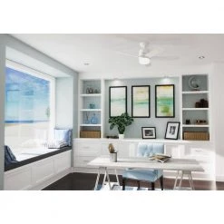 Stylus 52 in. Indoor Matte White Smart Ceiling Fan with Light and Remote Control by Hunter -Hunter Sales matte white hunter ceiling fans with lights 51197 40 1000