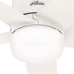 Stylus 52 in. Indoor Matte White Smart Ceiling Fan with Light and Remote Control by Hunter -Hunter Sales matte white hunter ceiling fans with lights 51197 44 1000