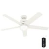 Stylus 52 in. Indoor Matte White Smart Ceiling Fan with Light and Remote Control by Hunter -Hunter Sales matte white hunter ceiling fans with lights 51197 64 1000