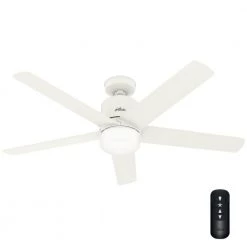 Stylus 52 in. Indoor Matte White Smart Ceiling Fan with Light and Remote Control by Hunter