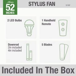 Stylus 52 in. Indoor Matte White Smart Ceiling Fan with Light and Remote Control by Hunter -Hunter Sales matte white hunter ceiling fans with lights 51197 c3 1000