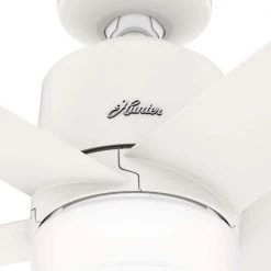 Stylus 52 in. Indoor Matte White Smart Ceiling Fan with Light and Remote Control by Hunter -Hunter Sales matte white hunter ceiling fans with lights 51197 fa 1000