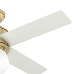 Hepburn 44 in. LED Indoor Modern Brass Ceiling Fan with Light and Wall Control by Hunter -Hunter Sales modern brass hunter ceiling fans with lights 52313 1f 1000