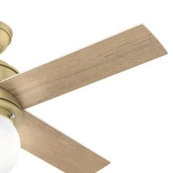 Hepburn 44 in. LED Indoor Modern Brass Ceiling Fan with Light and Wall Control by Hunter -Hunter Sales modern brass hunter ceiling fans with lights 52313 44 1000