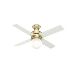 Hepburn 44 in. LED Indoor Modern Brass Ceiling Fan with Light and Wall Control by Hunter
