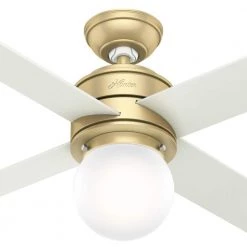 Hepburn 44 in. LED Indoor Modern Brass Ceiling Fan with Light and Wall Control by Hunter -Hunter Sales modern brass hunter ceiling fans with lights 52313 76 1000