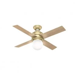 Hepburn 44 in. LED Indoor Modern Brass Ceiling Fan with Light and Wall Control by Hunter -Hunter Sales modern brass hunter ceiling fans with lights 52313 c3 1000