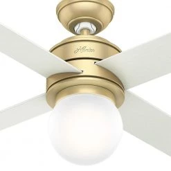 Hepburn 52 in. LED Indoor Modern Brass Ceiling Fan by Hunter -Hunter Sales modern brass hunter ceiling fans with lights 59320 40 1000