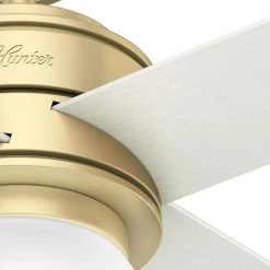 Hepburn 52 in. LED Indoor Modern Brass Ceiling Fan by Hunter -Hunter Sales modern brass hunter ceiling fans with lights 59320 66 1000