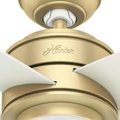 Hepburn 52 in. LED Indoor Modern Brass Ceiling Fan by Hunter -Hunter Sales modern brass hunter ceiling fans with lights 59320 c3 1000