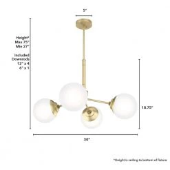 Hepburn 4 Light Modern Gold Brass Chandelier Bedroom Light by Hunter -Hunter Sales modern brass hunter chandeliers 19016 1d 1000