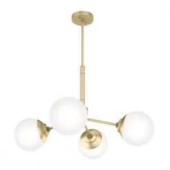 Hepburn 4 Light Modern Gold Brass Chandelier Bedroom Light by Hunter