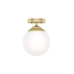 Hepburn 1 Light Modern Gold Brass Flush Mount Bedroom Light by Hunter