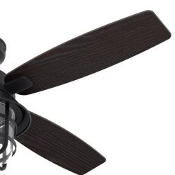 Port Royale 52 in. LED Indoor/Outdoor Natural Iron Ceiling Fan with Light and Remote by Hunter -Hunter Sales natural iron hunter ceiling fans with lights 50391 4f 1000
