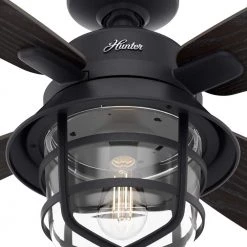 Port Royale 52 in. LED Indoor/Outdoor Natural Iron Ceiling Fan with Light and Remote by Hunter -Hunter Sales natural iron hunter ceiling fans with lights 50391 76 1000