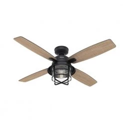 Port Royale 52 in. LED Indoor/Outdoor Natural Iron Ceiling Fan with Light and Remote by Hunter -Hunter Sales natural iron hunter ceiling fans with lights 50391 c3 1000