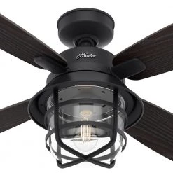 Port Royale 52 in. LED Indoor/Outdoor Natural Iron Ceiling Fan with Light and Remote by Hunter -Hunter Sales natural iron hunter ceiling fans with lights 50391 fa 1000