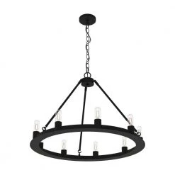 Saddlewood 9 Light Natural Iron Circular Chandelier Kitchen Light by Hunter -Hunter Sales natural iron hunter chandeliers 19030 4f 1000