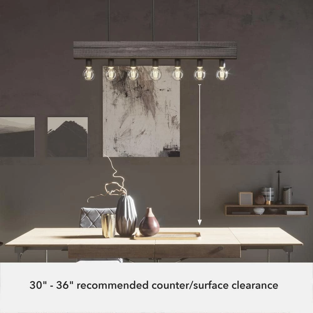 Donelson 7 Light Natural Iron Linear Chandelier Kitchen Light by Hunter 11 Donelson 7 Light Natural Iron Linear Chandelier Kitchen Light by Hunter - Image 9