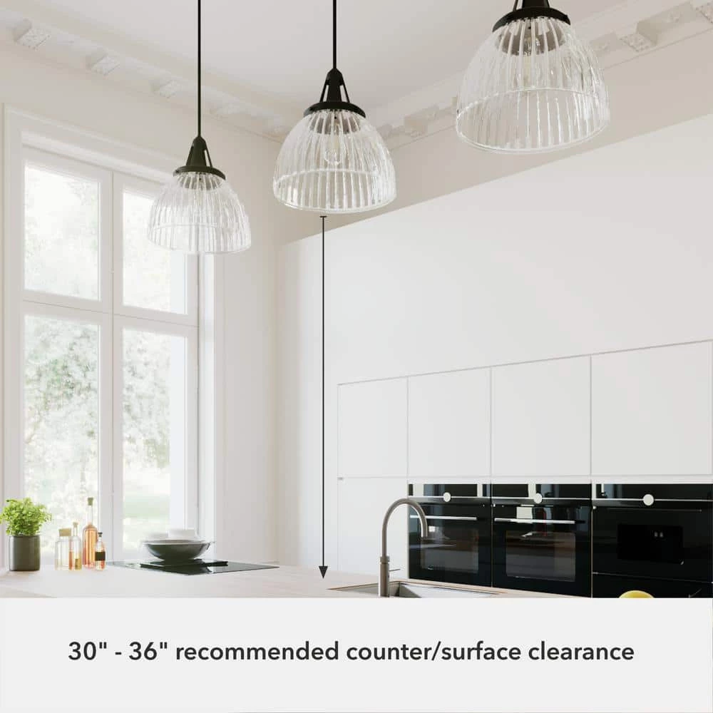 Cypress Grove 1 Light Natural Iron Island Pendant Light with Clear Holophane Glass Shade Dining Room Light by Hunter 9 Cypress Grove 1 Light Natural Iron Island Pendant Light with Clear Holophane Glass Shade Dining Room Light by Hunter - Image 7