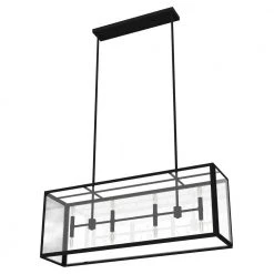 Felippe 8 Light Natural Iron Island Chandelier with Clear Seeded Glass Shade Kitchen Light by Hunter -Hunter Sales natural iron hunter chandeliers 19267 4f 1000