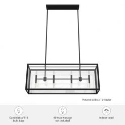 Felippe 8 Light Natural Iron Island Chandelier with Clear Seeded Glass Shade Kitchen Light by Hunter -Hunter Sales natural iron hunter chandeliers 19267 66 1000