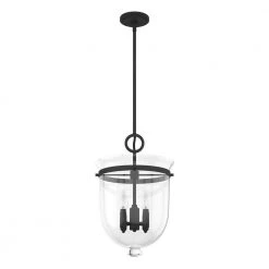 Belltown 4 Light Natural Iron Island Pendant Light with Clear Glass Shade Dining Room Light by Hunter