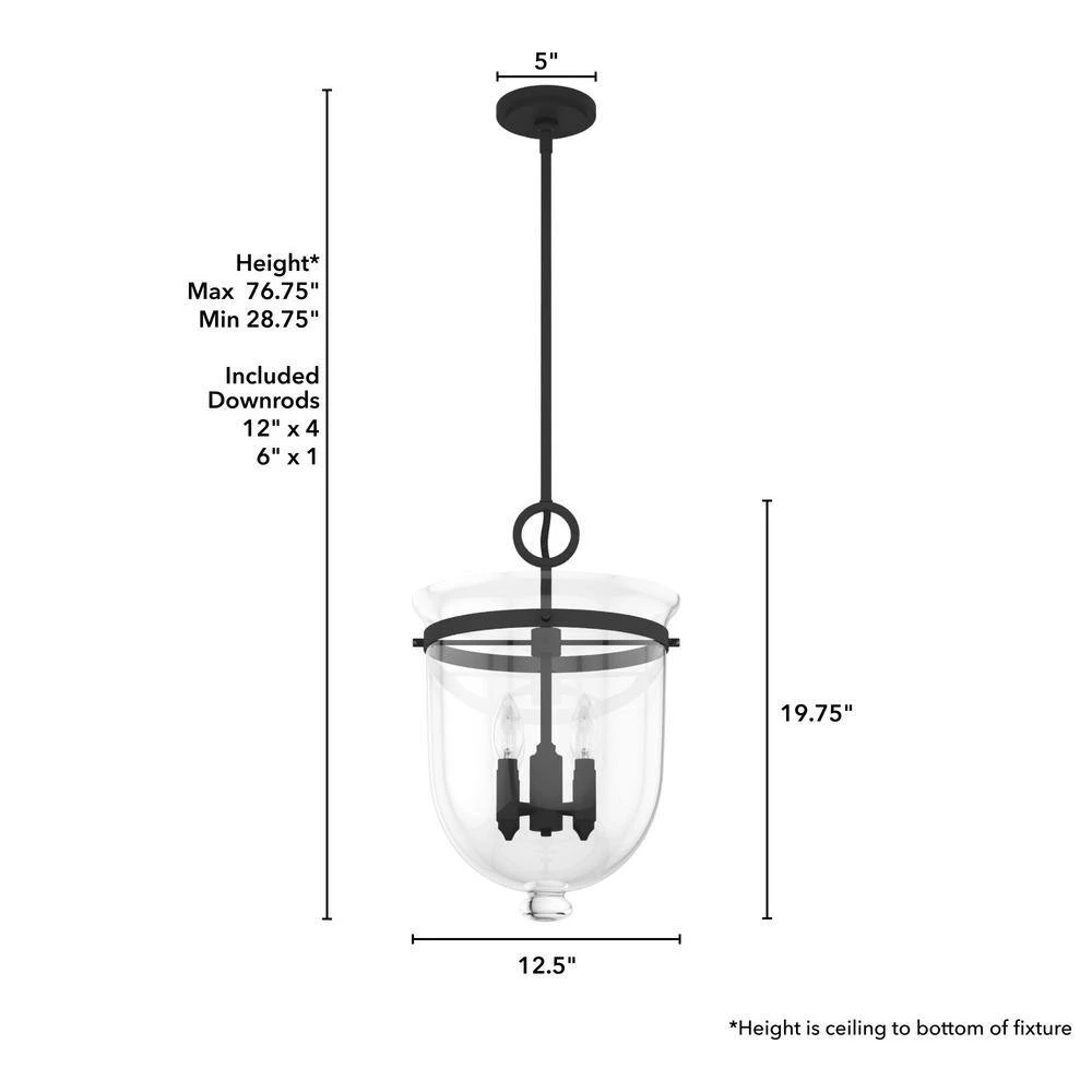 Belltown 4 Light Natural Iron Island Pendant Light with Clear Glass Shade Dining Room Light by Hunter 8 Belltown 4 Light Natural Iron Island Pendant Light with Clear Glass Shade Dining Room Light by Hunter - Image 6