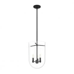 Sacha 3 Light Natural Iron Island Pendant Light with Clear Glass Shade Dining Room Light by Hunter