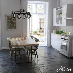 Starklake 9-Light Natural Iron Wagon Wheel Chandelier with Caged Metal Shades by Hunter -Hunter Sales natural iron hunter chandeliers 19663 40 1000