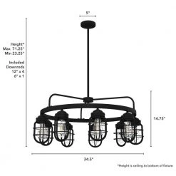 Starklake 9-Light Natural Iron Wagon Wheel Chandelier with Caged Metal Shades by Hunter -Hunter Sales natural iron hunter chandeliers 19663 66 1000