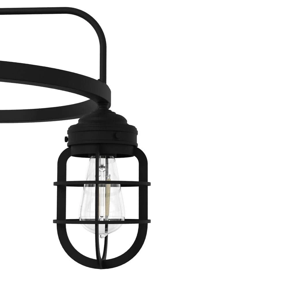 Starklake 3-Light Natural Iron Wagon Wheel Chandelier with Caged Metal Shades by Hunter 6 Starklake 3-Light Natural Iron Wagon Wheel Chandelier with Caged Metal Shades by Hunter - Image 4