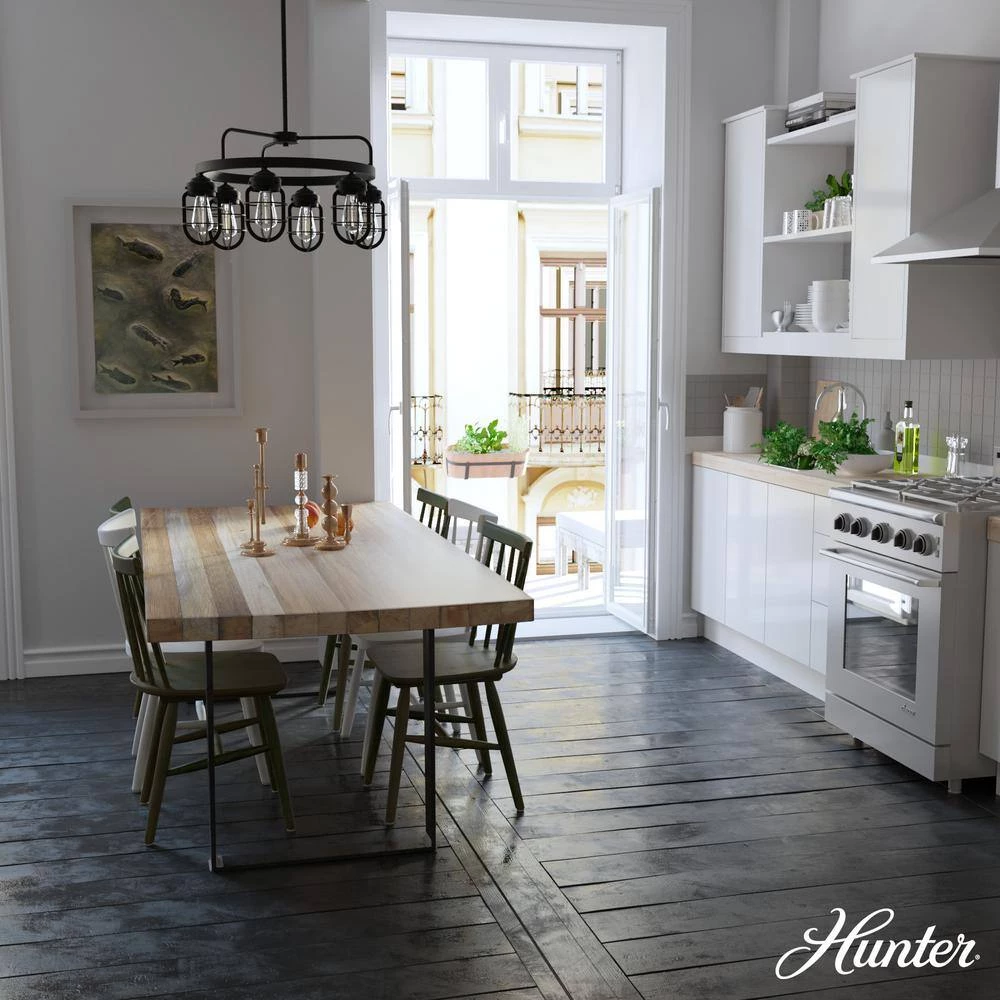 Starklake 6 Light Natural Iron Circular Chandelier with Metal Shades Kitchen Light by Hunter 5 Starklake 6 Light Natural Iron Circular Chandelier with Metal Shades Kitchen Light by Hunter - Image 3