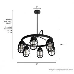 Starklake 6 Light Natural Iron Circular Chandelier with Metal Shades Kitchen Light by Hunter 15 Starklake 6 Light Natural Iron Circular Chandelier with Metal Shades Kitchen Light by Hunter -Hunter Sales natural iron hunter chandeliers 19666 66 1000