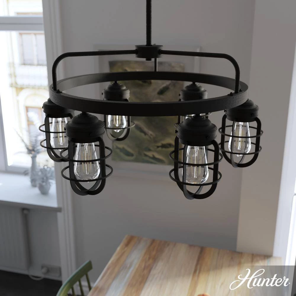Starklake 6 Light Natural Iron Circular Chandelier with Metal Shades Kitchen Light by Hunter 4 Starklake 6 Light Natural Iron Circular Chandelier with Metal Shades Kitchen Light by Hunter - Image 2